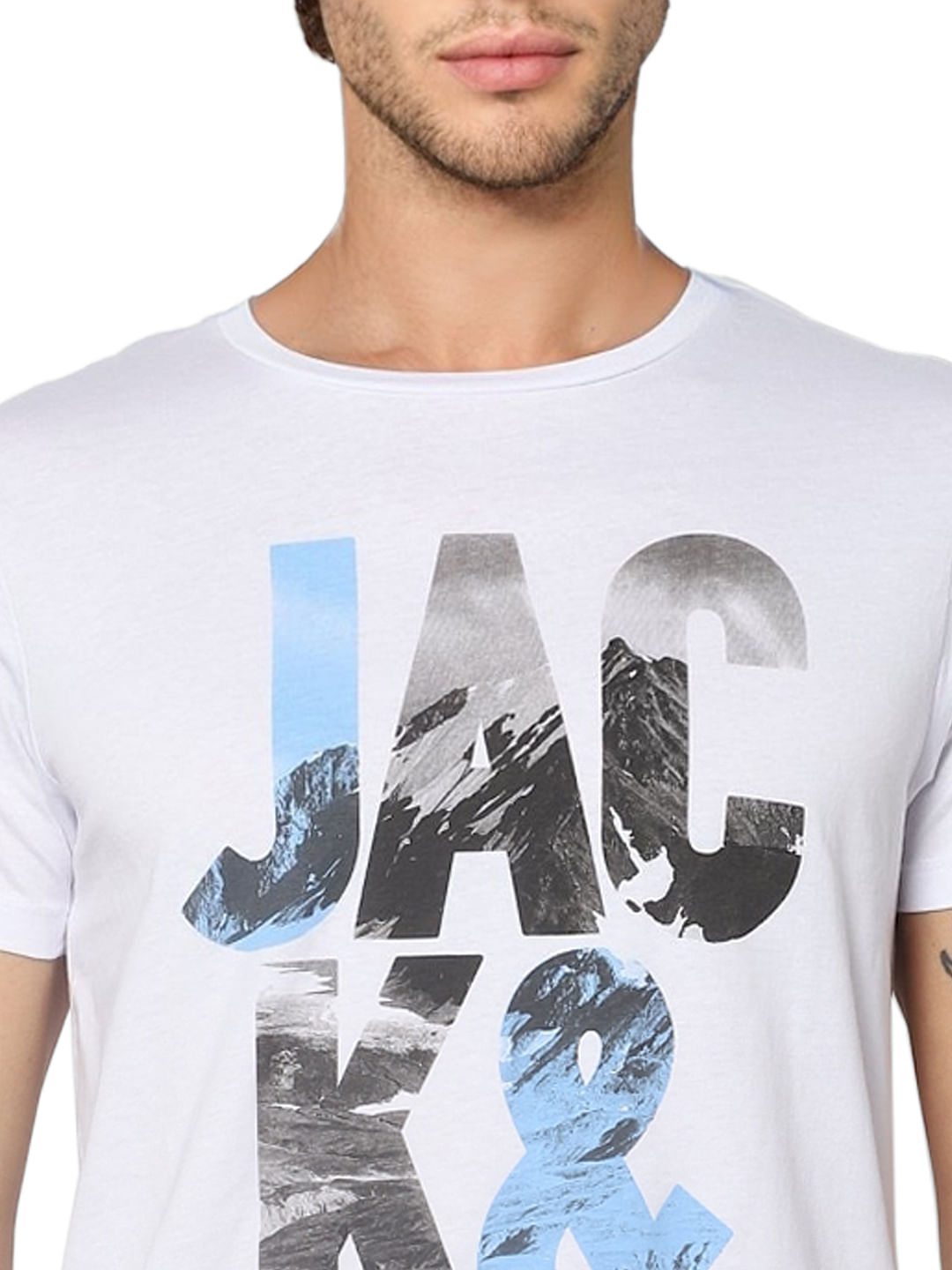 White Graphic Print Crew Neck T-shirt