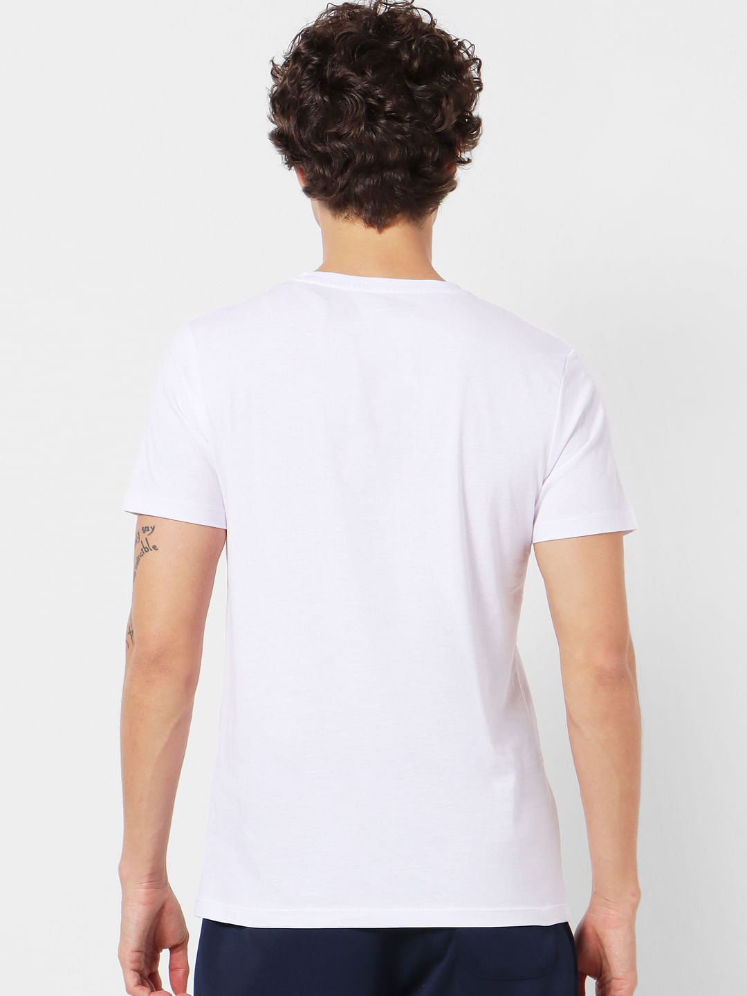 White Logo Print Crew Neck T-shirt