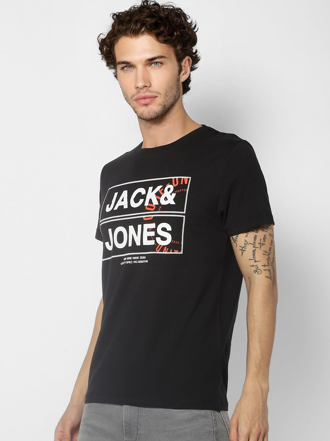 Black Logo Print Crew Neck T-shirt