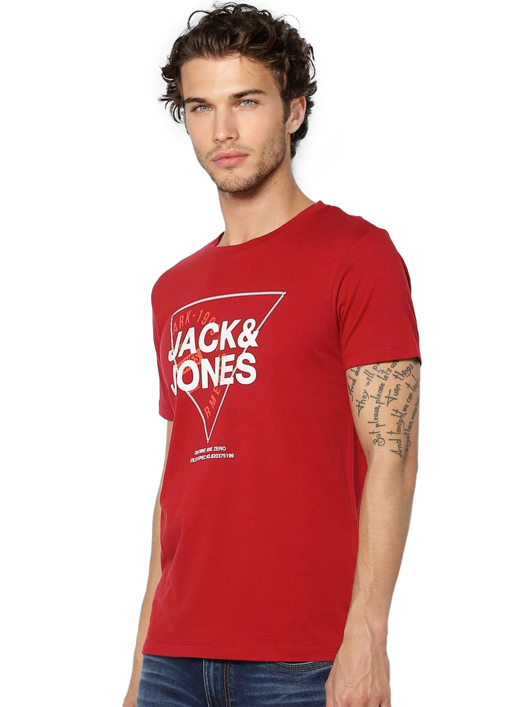 Red Logo Print Crew Neck T-shirt