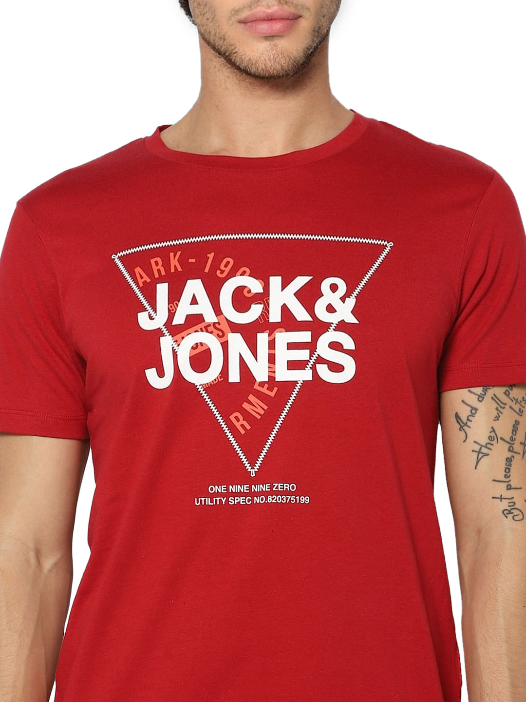 Red Logo Print Crew Neck T-shirt