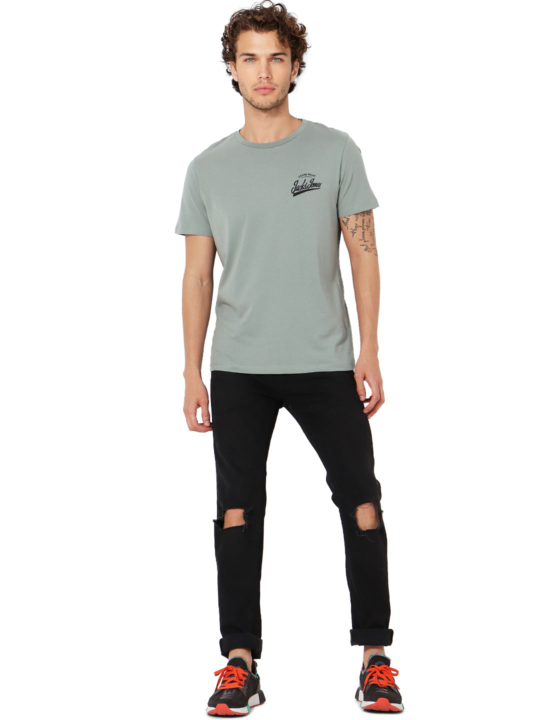 Green Logo Print Crew Neck T-shirt - S