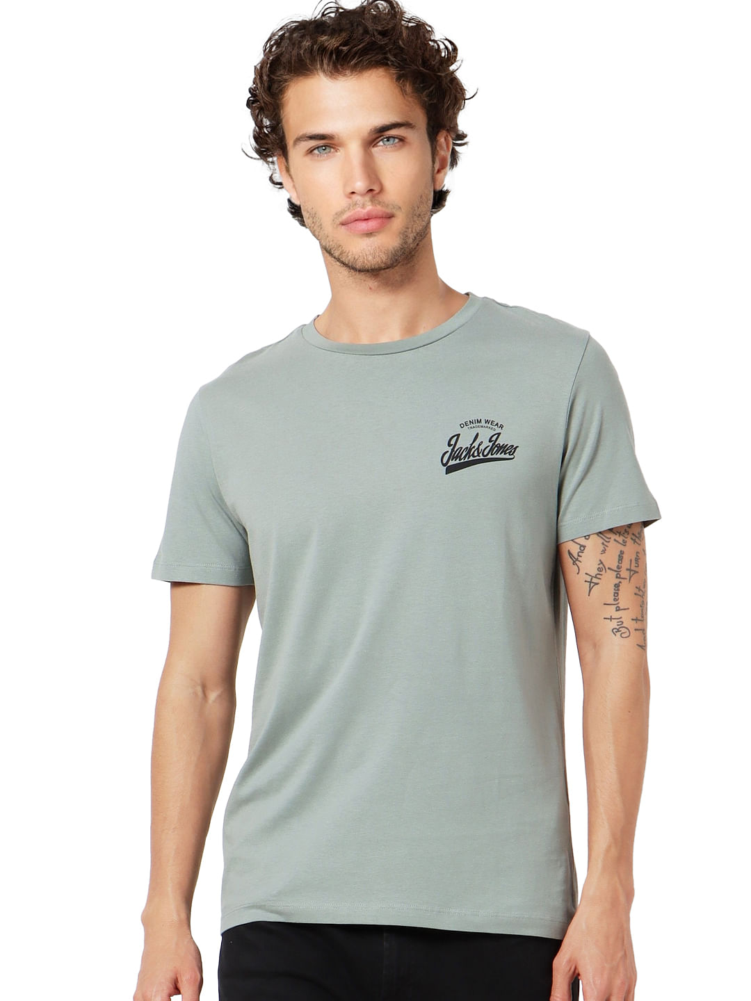 Green Logo Print Crew Neck T-shirt