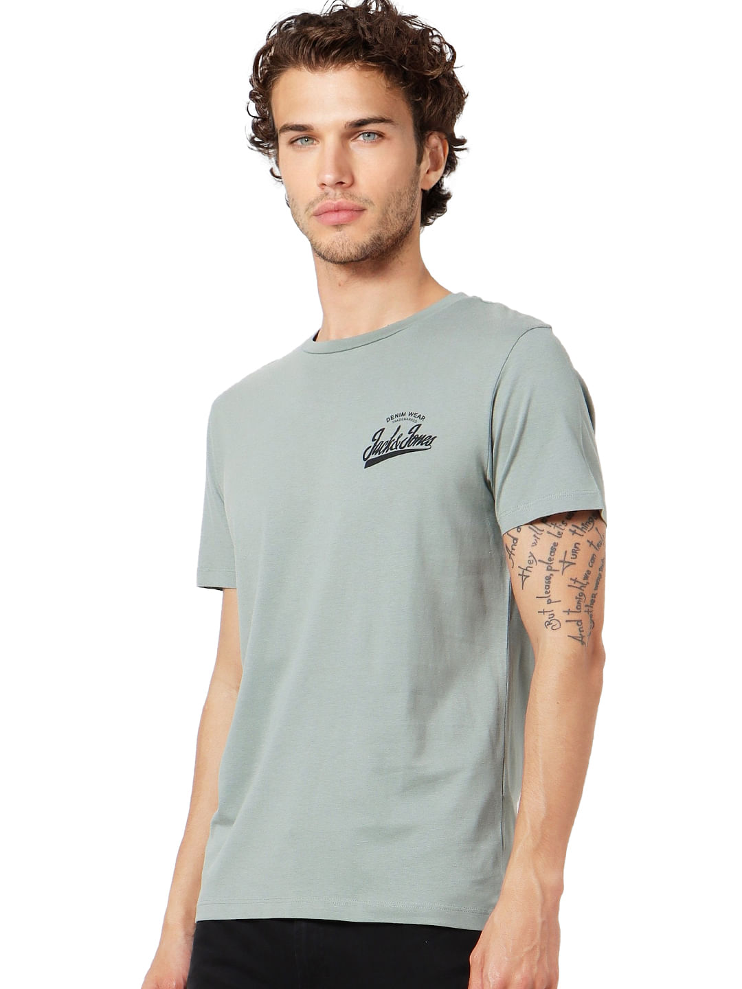 Green Logo Print Crew Neck T-shirt
