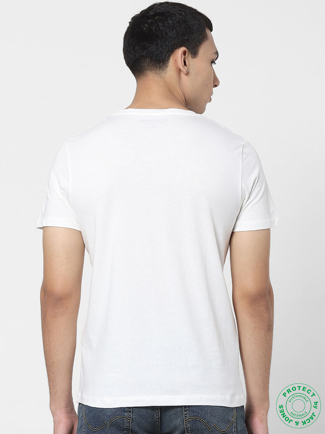 White Logo Print Crew Neck T-shirt