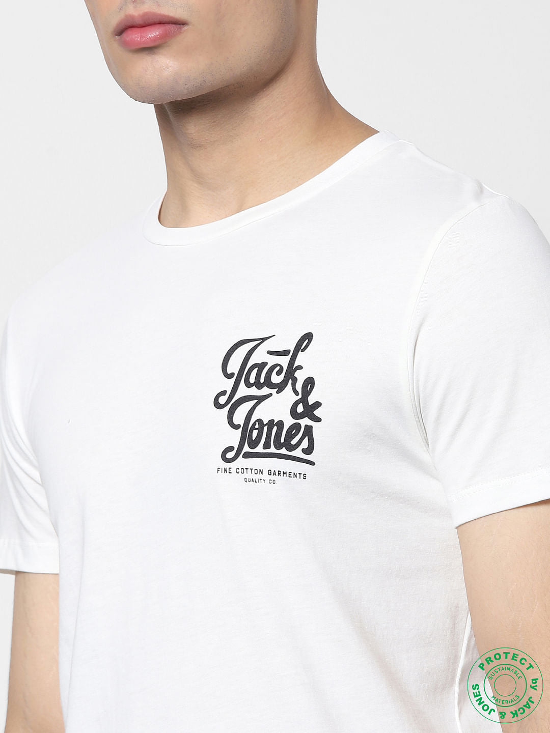 White Logo Print Crew Neck T-shirt