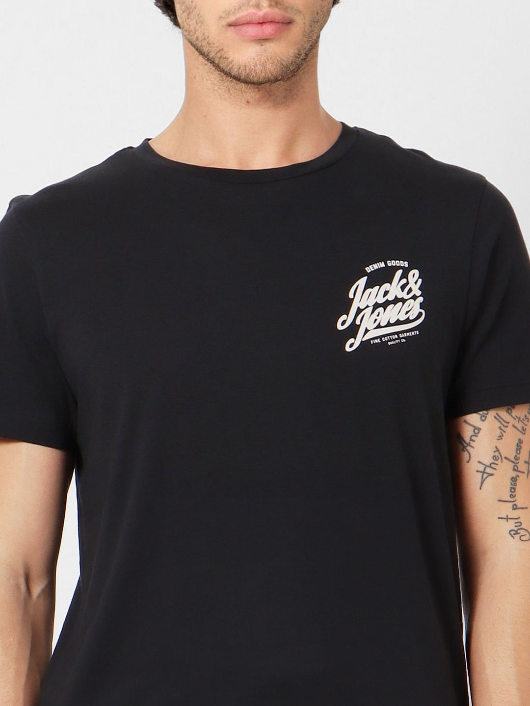 Black Logo Print Crew Neck T-shirt