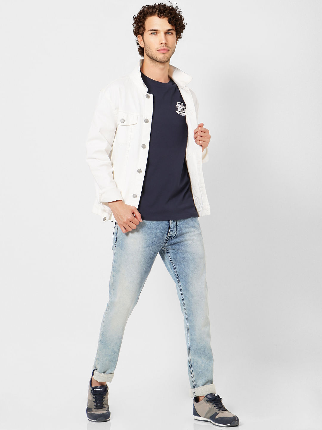 Blue Logo Print Crew Neck T-shirt - S