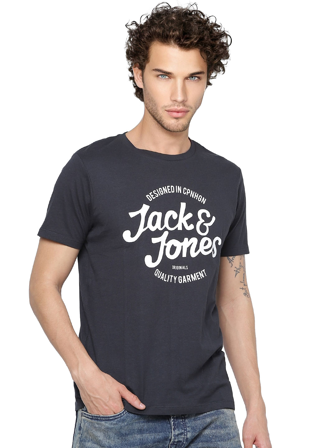 Black Logo Print Crew Neck T-shirt