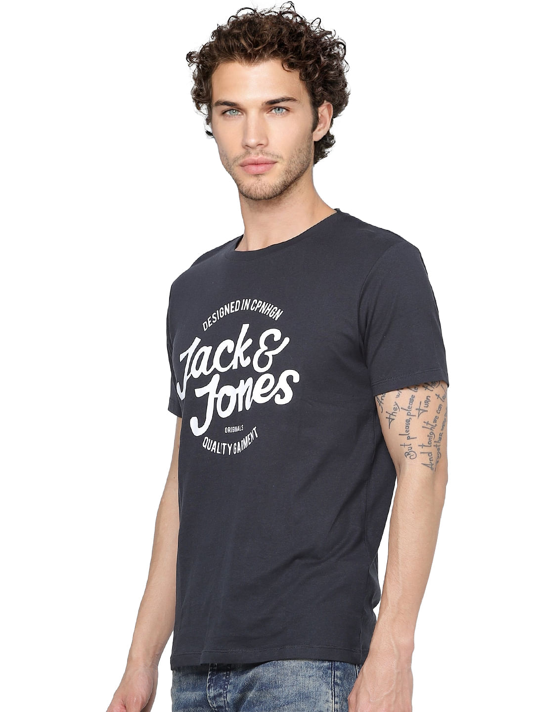 Black Logo Print Crew Neck T-shirt