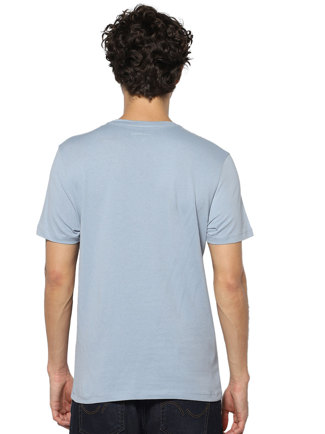 Blue Logo Print Crew Neck T-shirt