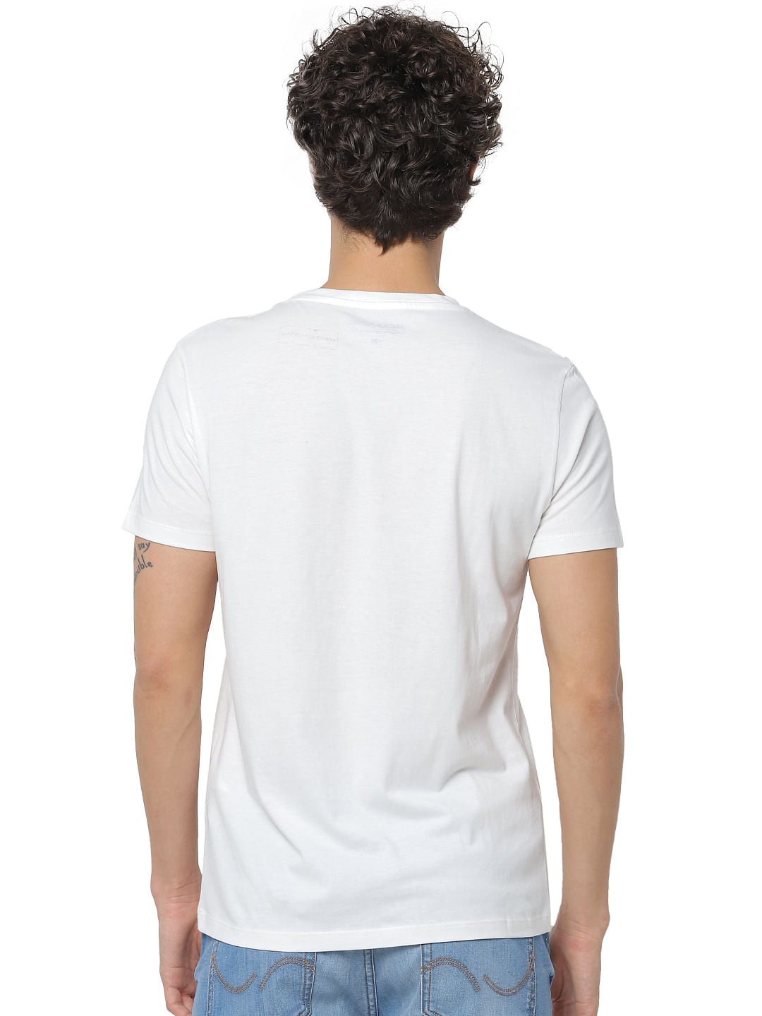 White Logo Print Crew Neck T-shirt