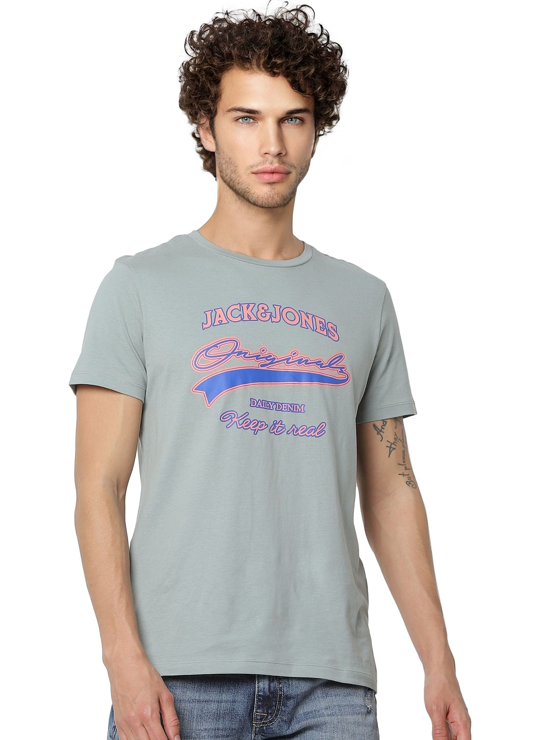 Green Logo Print Crew Neck T-shirt