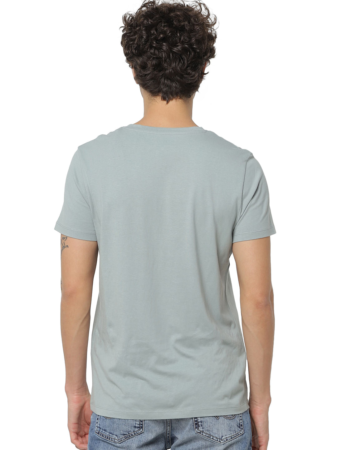 Green Logo Print Crew Neck T-shirt