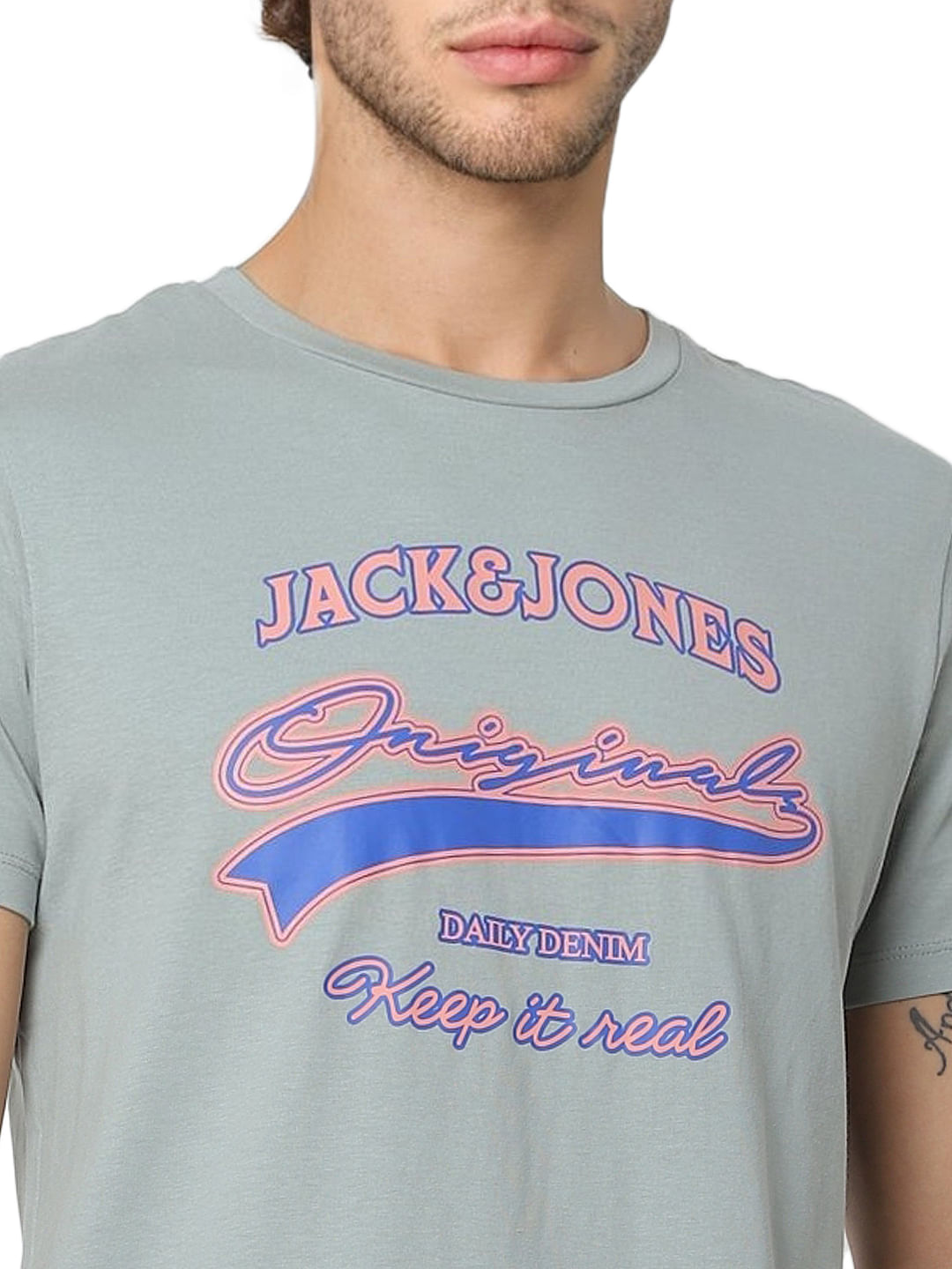 Green Logo Print Crew Neck T-shirt