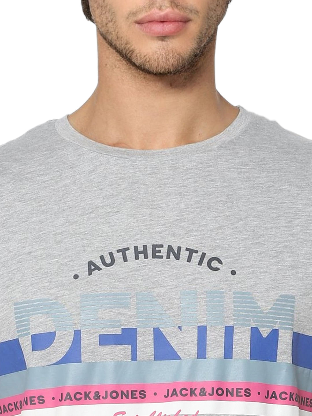Grey Logo Print Crew Neck T-shirt