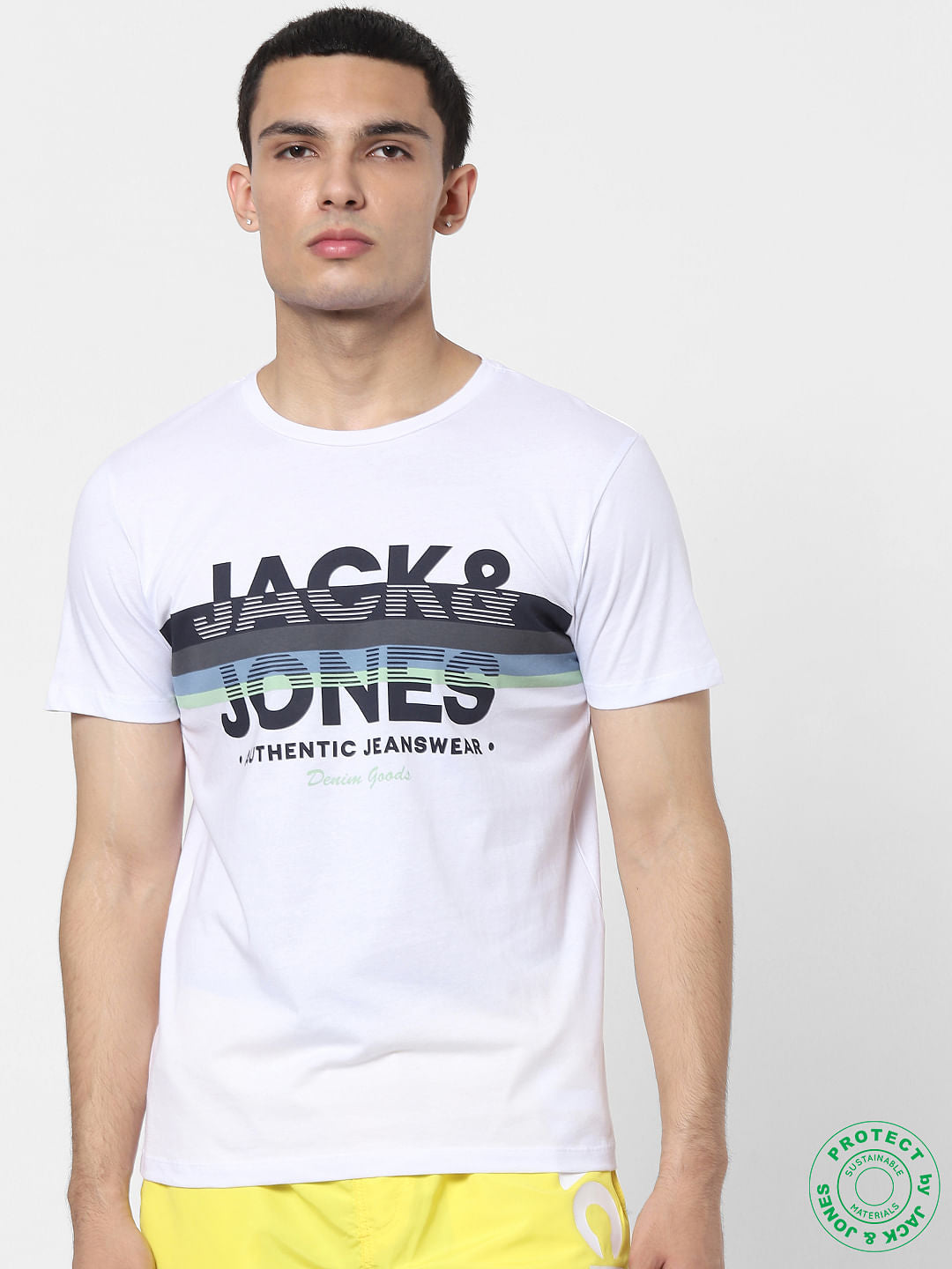 White Graphic Logo Print Crew Neck T-shirt - S