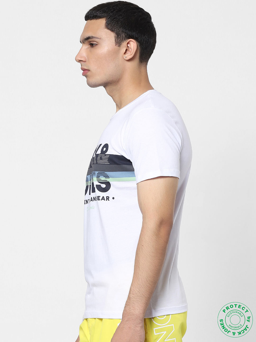 White Graphic Logo Print Crew Neck T-shirt