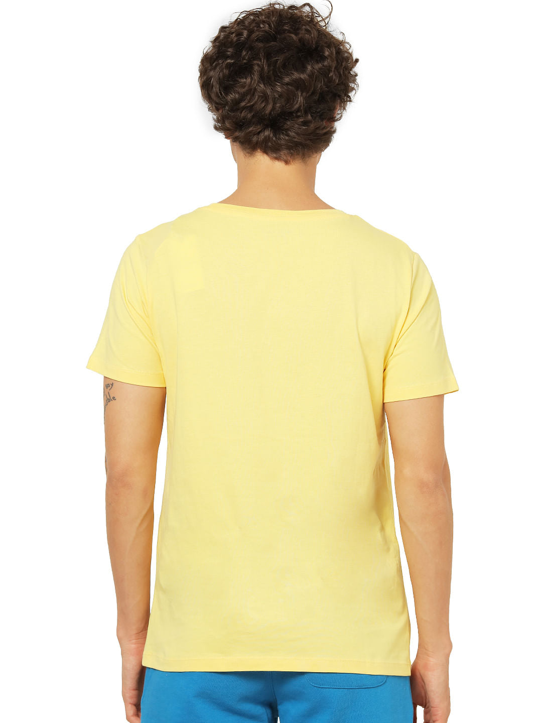 Yellow Logo Print Crew Neck T-shirt