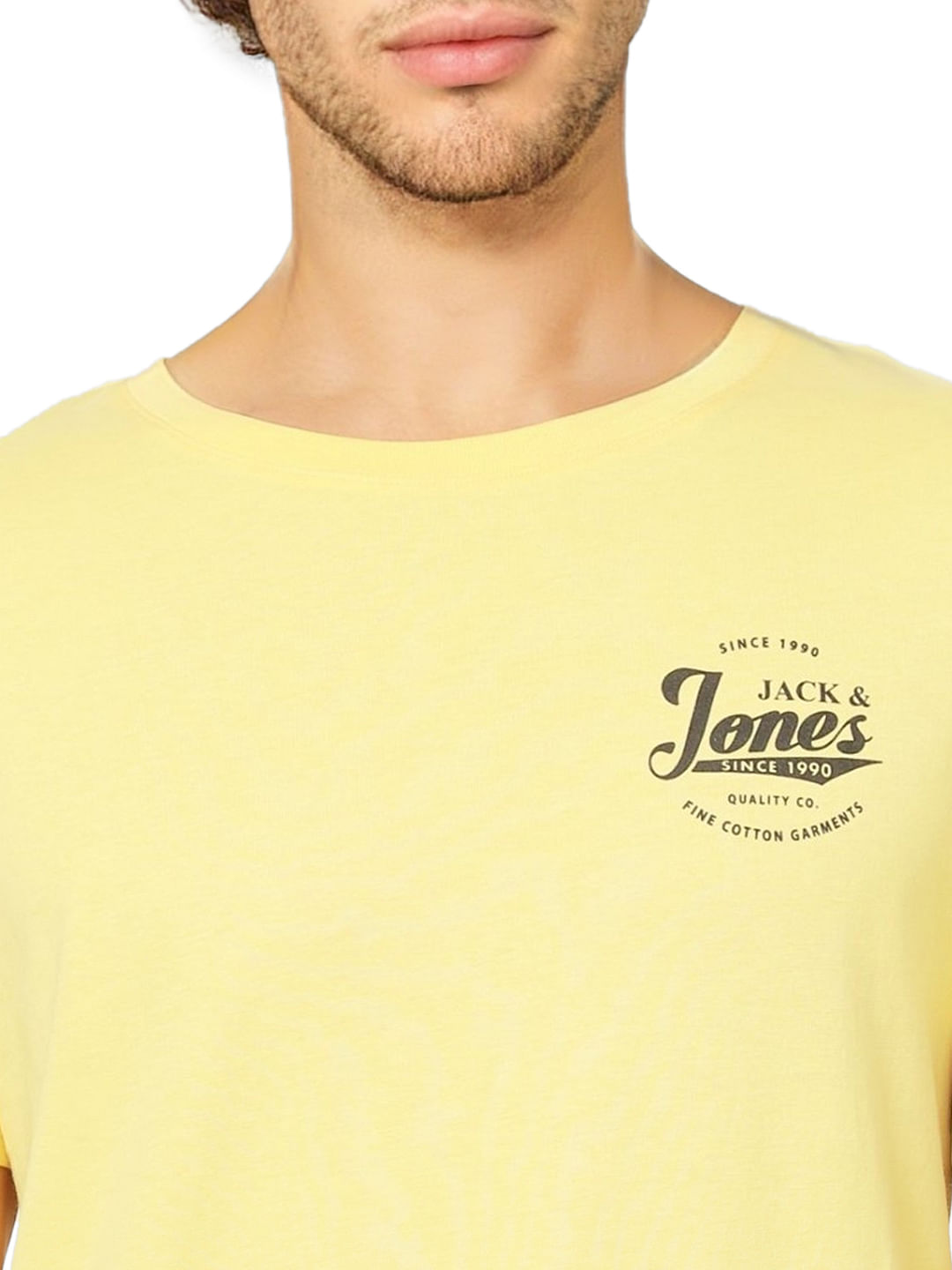 Yellow Logo Print Crew Neck T-shirt