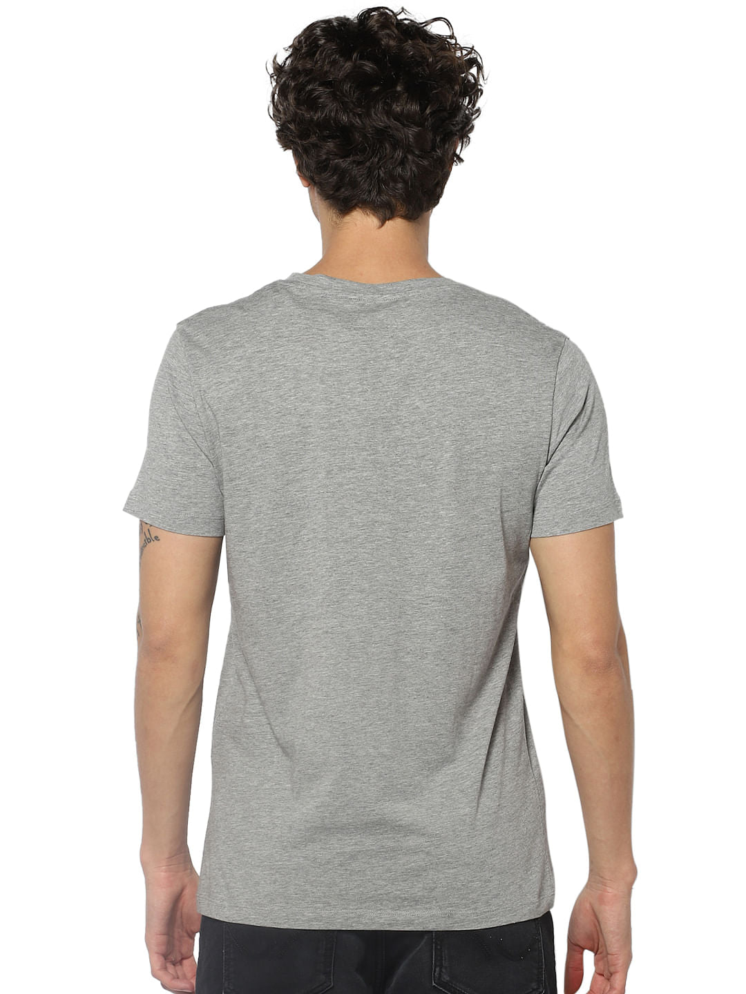 Grey Graphic Print Crew Neck T-shirt