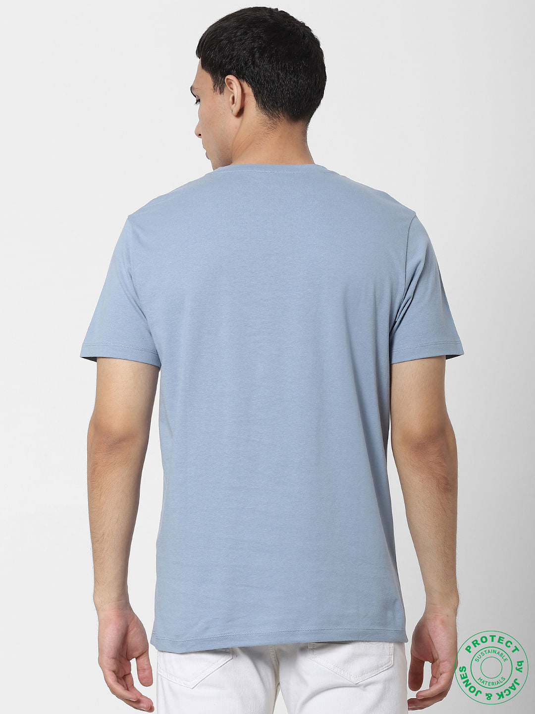 Blue Logo Print Crew Neck T-shirt
