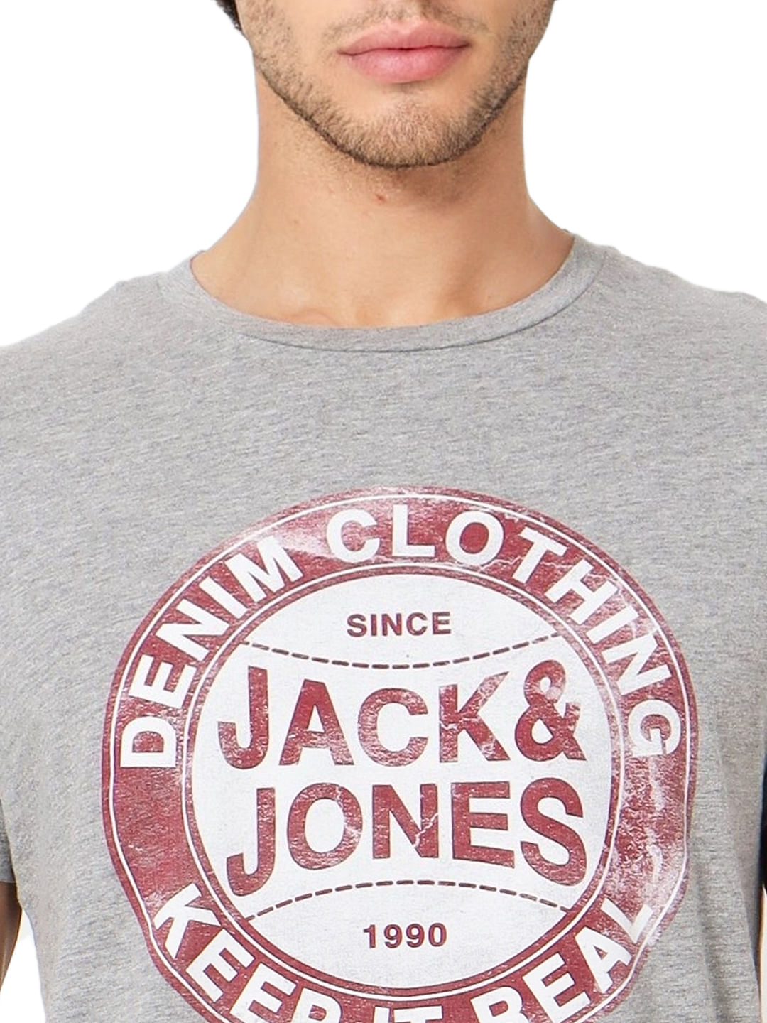 Grey Logo Print Crew Neck T-shirt