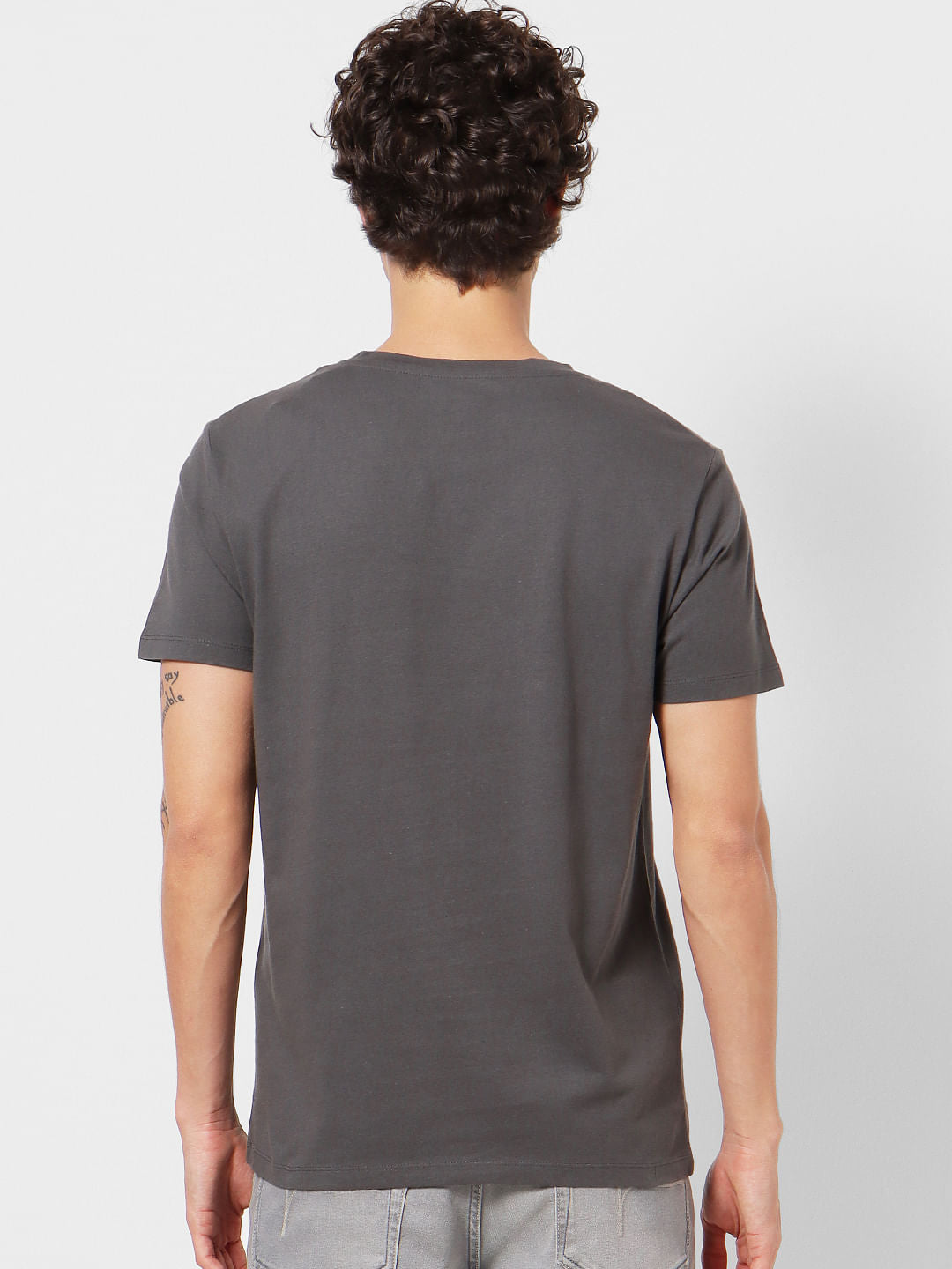 Grey Logo Print Crew Neck T-shirt