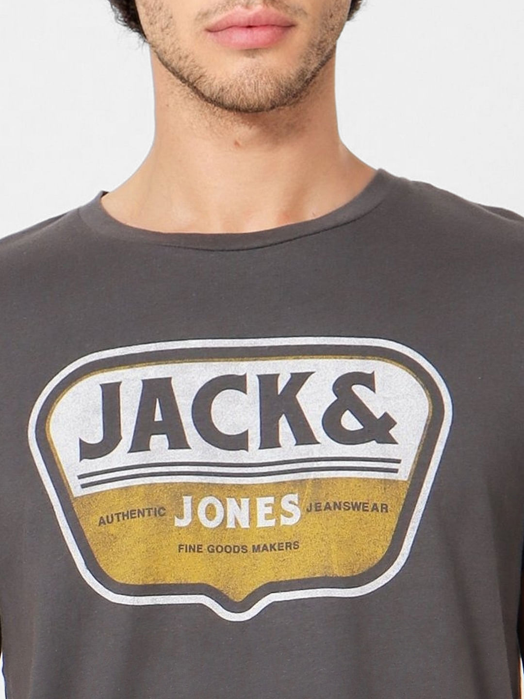 Grey Logo Print Crew Neck T-shirt