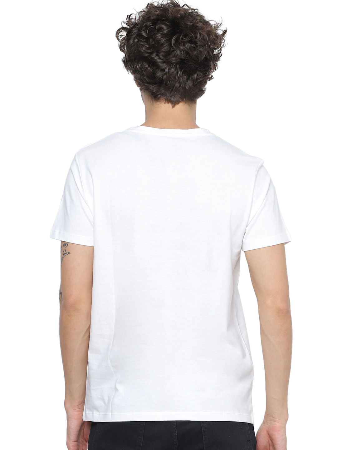 White Text Print Crew Neck T-shirt