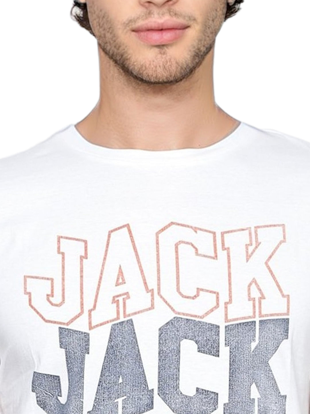White Text Print Crew Neck T-shirt