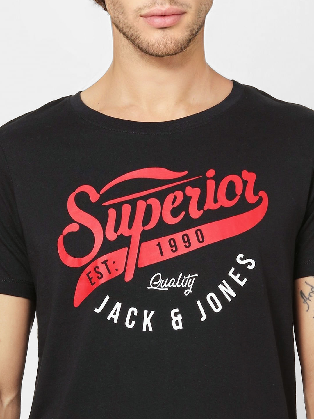 Black Logo Print Crew Neck T-shirt