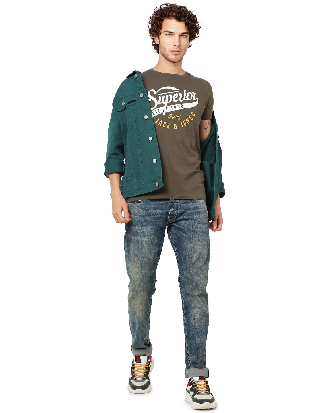 Green Logo Print Crew Neck T-shirt