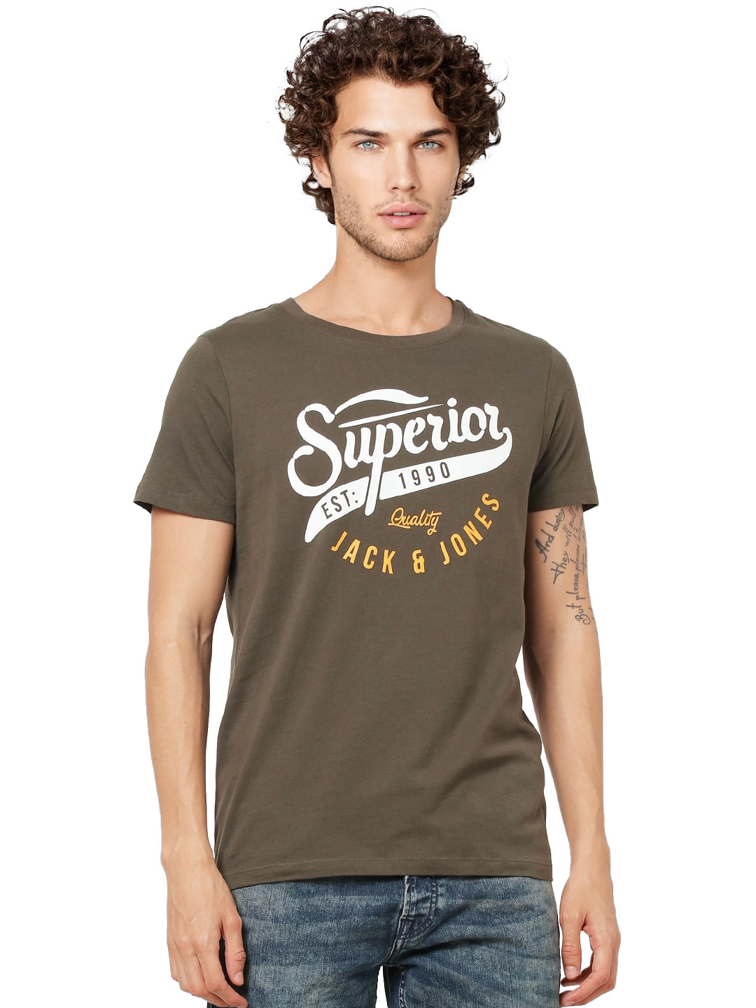 Green Logo Print Crew Neck T-shirt