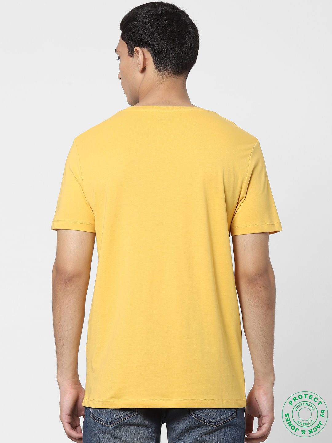 Yellow Logo Print Crew Neck T-shirt