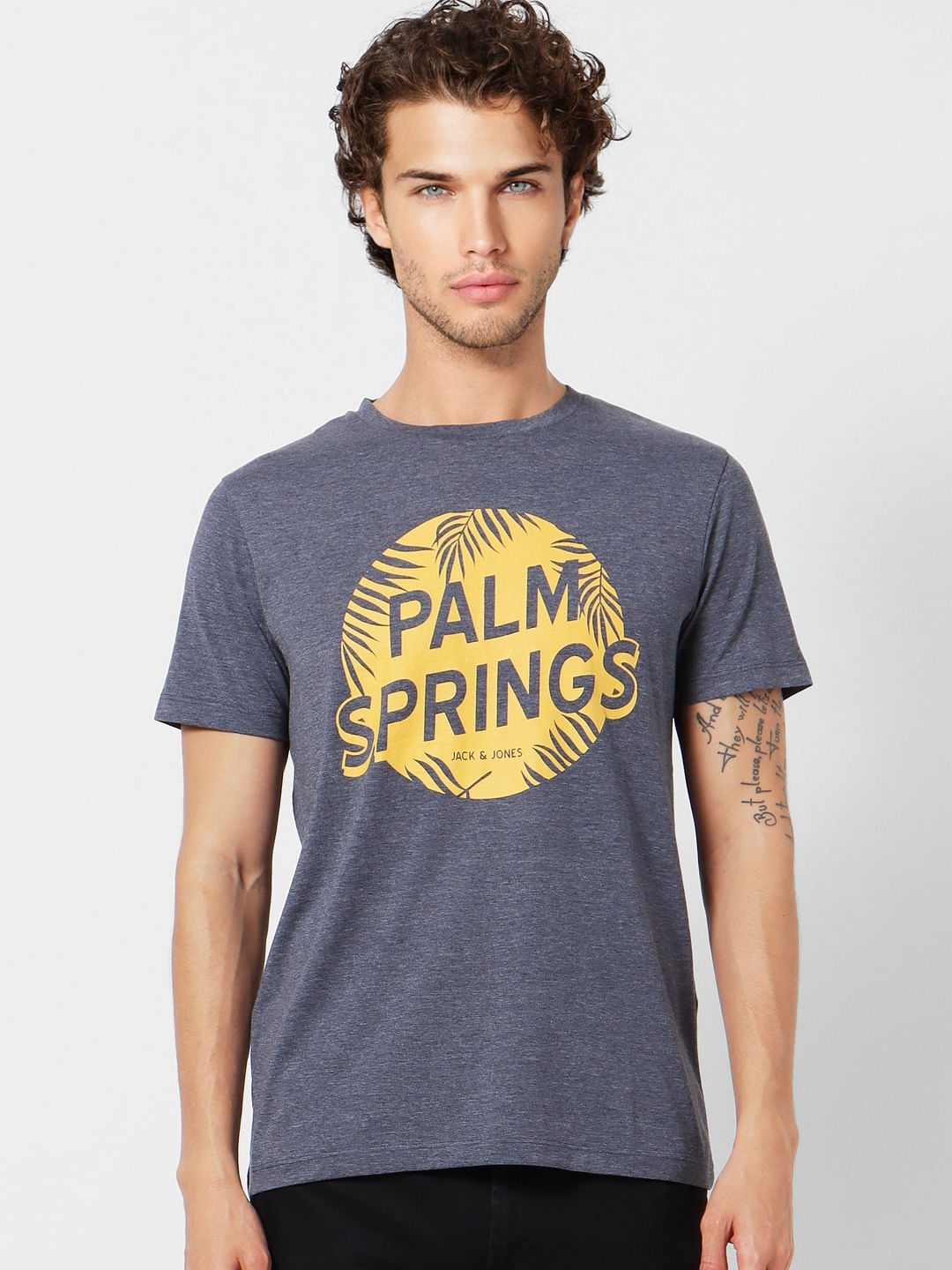 Blue Graphic Print Crew Neck T-shirt