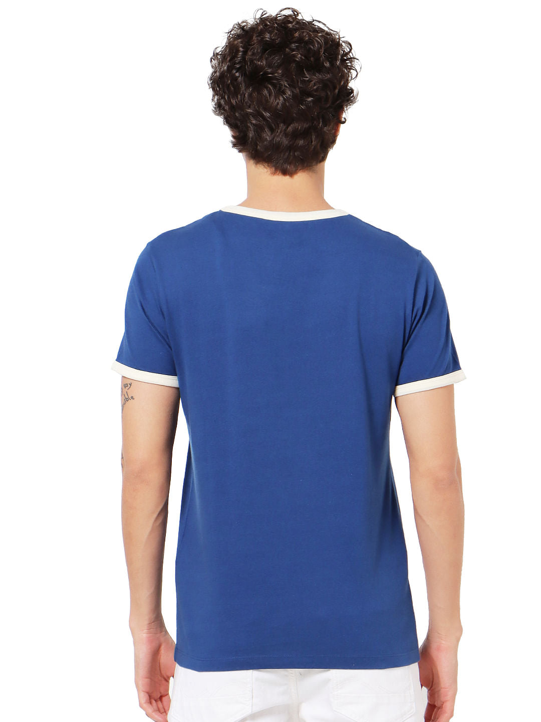 Blue Logo Print Crew Neck T-shirt