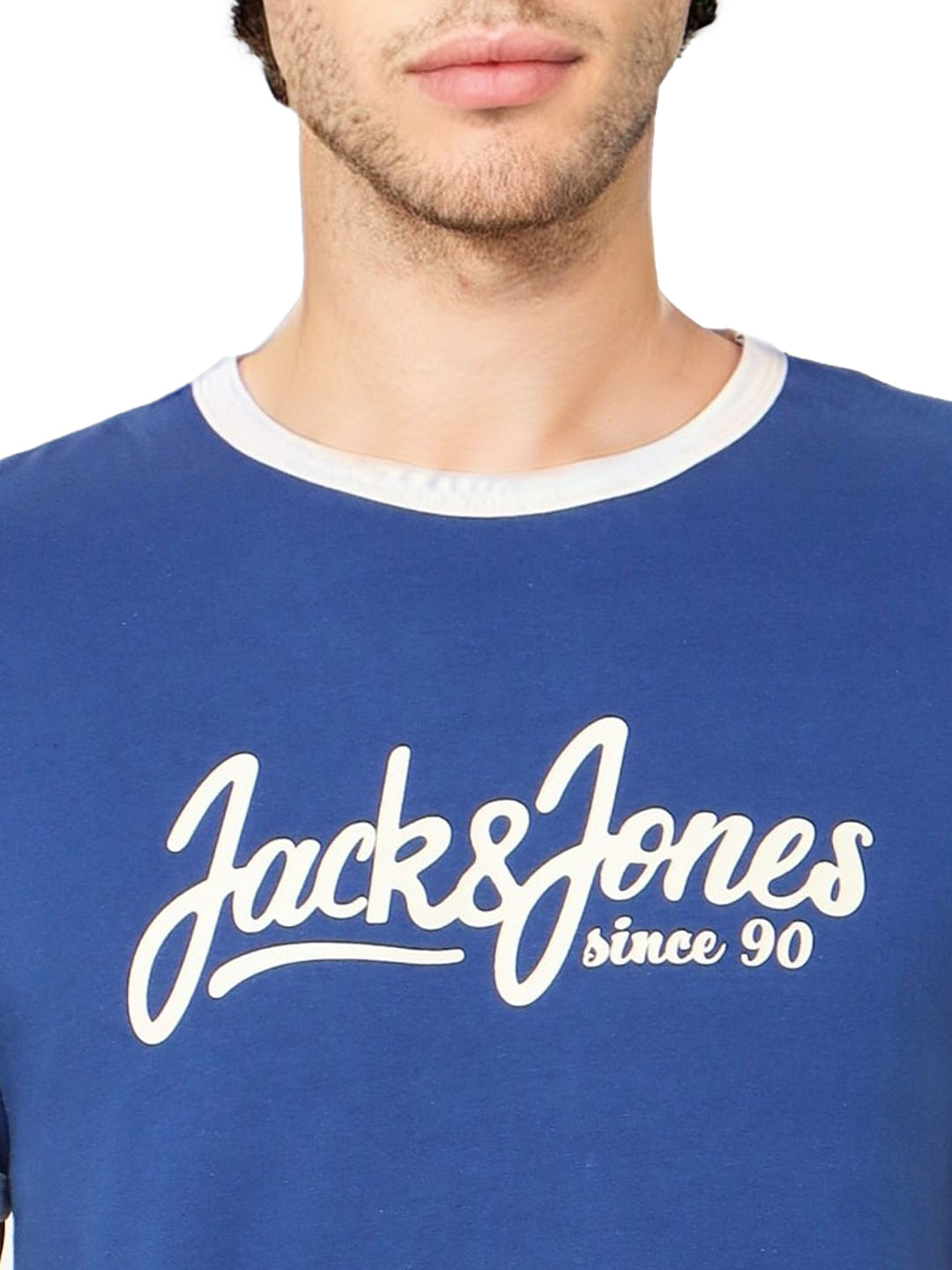 Blue Logo Print Crew Neck T-shirt