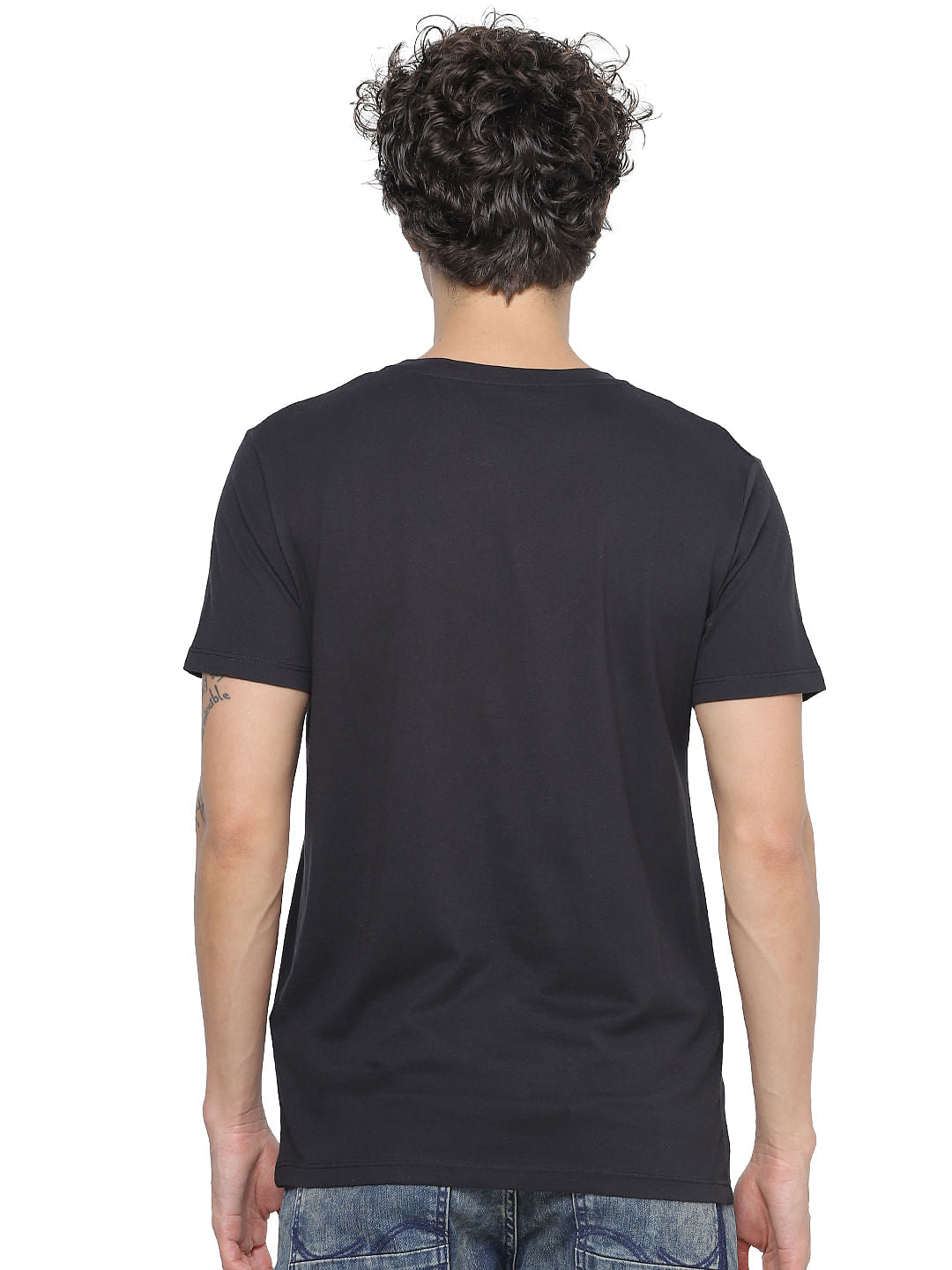 Black Graphic Logo Print Crew Neck T-shirt