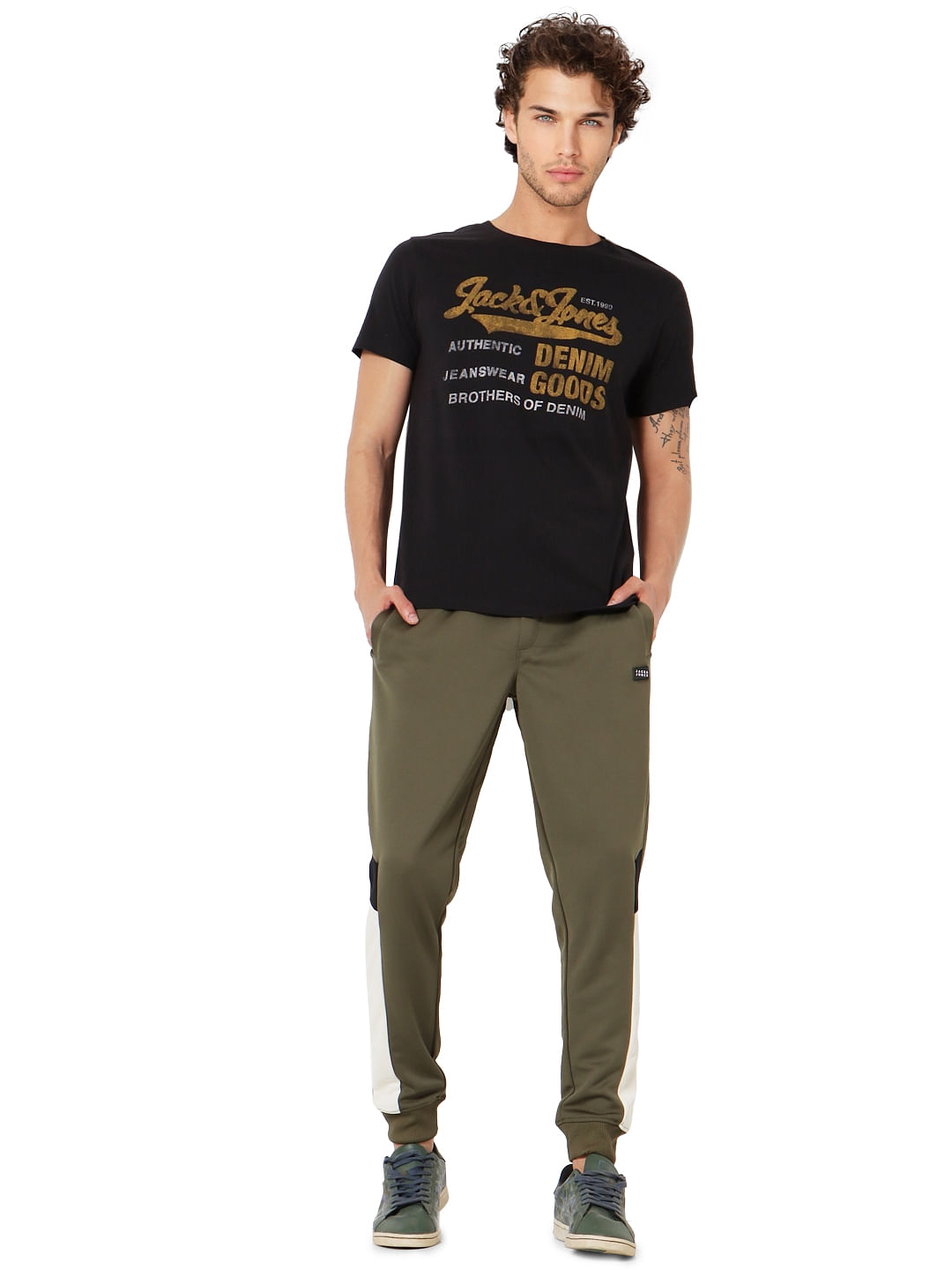 Black Logo Print Crew Neck T-shirt - S