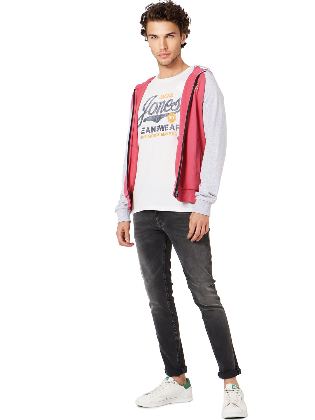 White Logo Print Crew Neck T-shirt - S