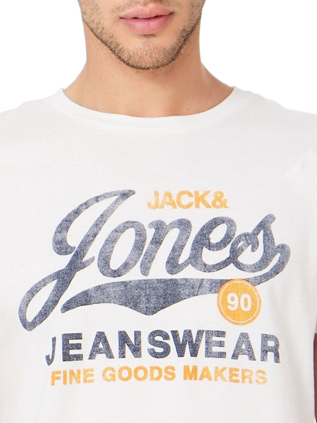 White Logo Print Crew Neck T-shirt