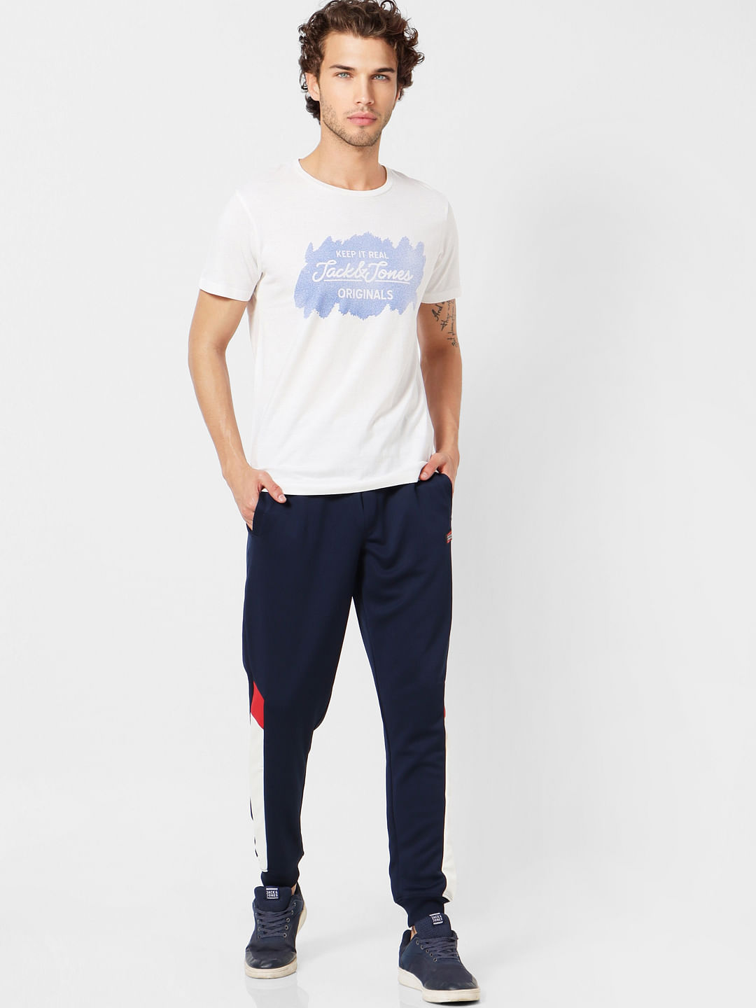White Logo Print Crew Neck T-shirt - S