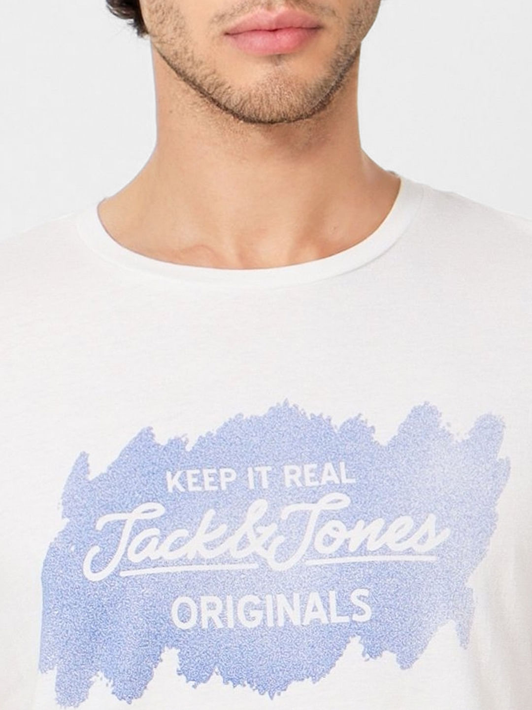 White Logo Print Crew Neck T-shirt