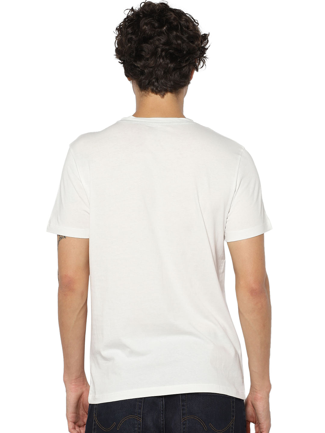 White Logo Print Crew Neck T-shirt