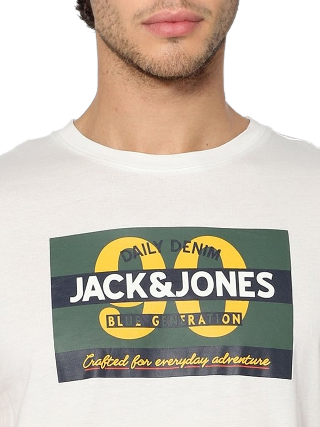 White Logo Print Crew Neck T-shirt