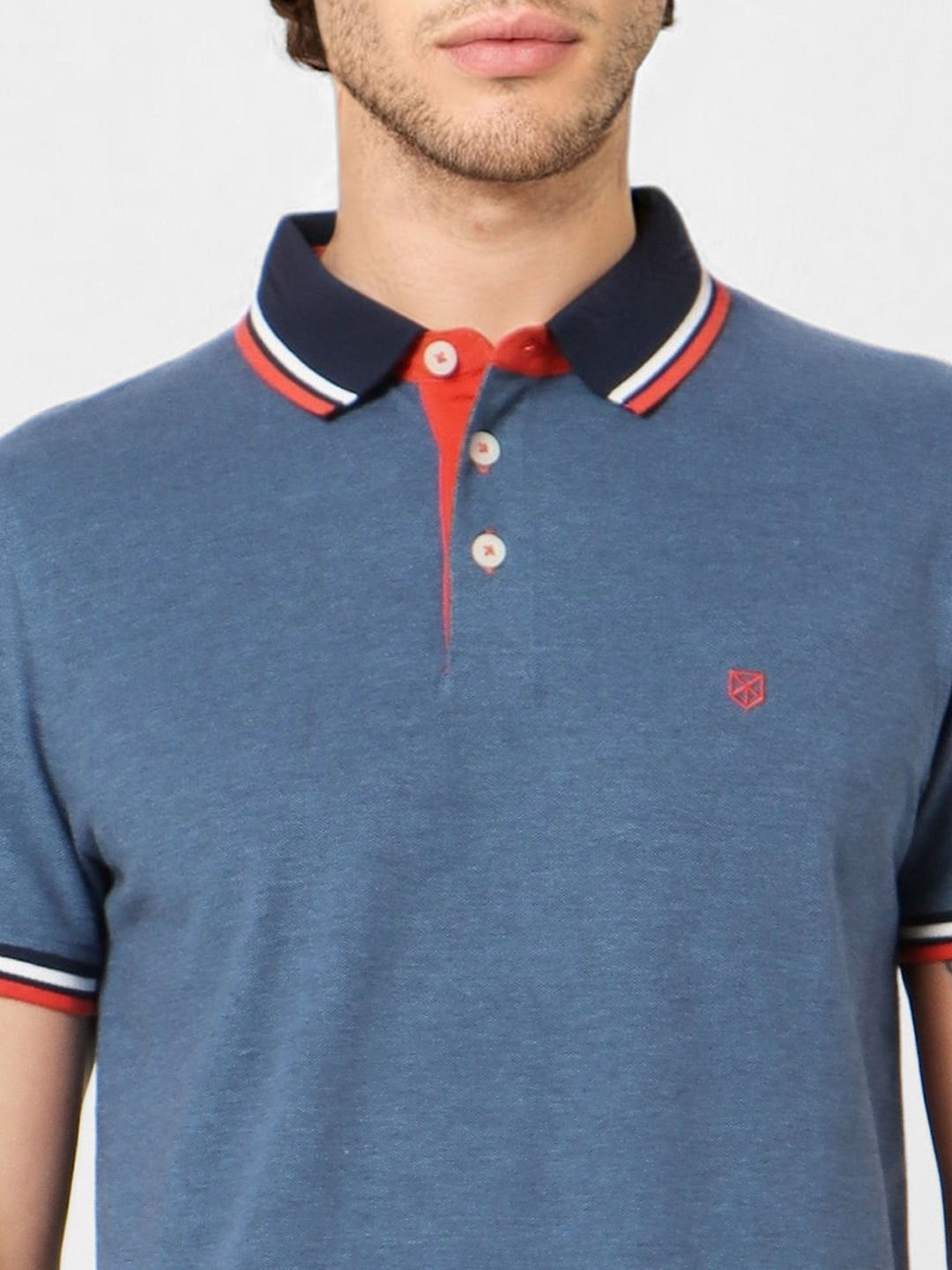Blue Contrast Tipping Polo T-shirt