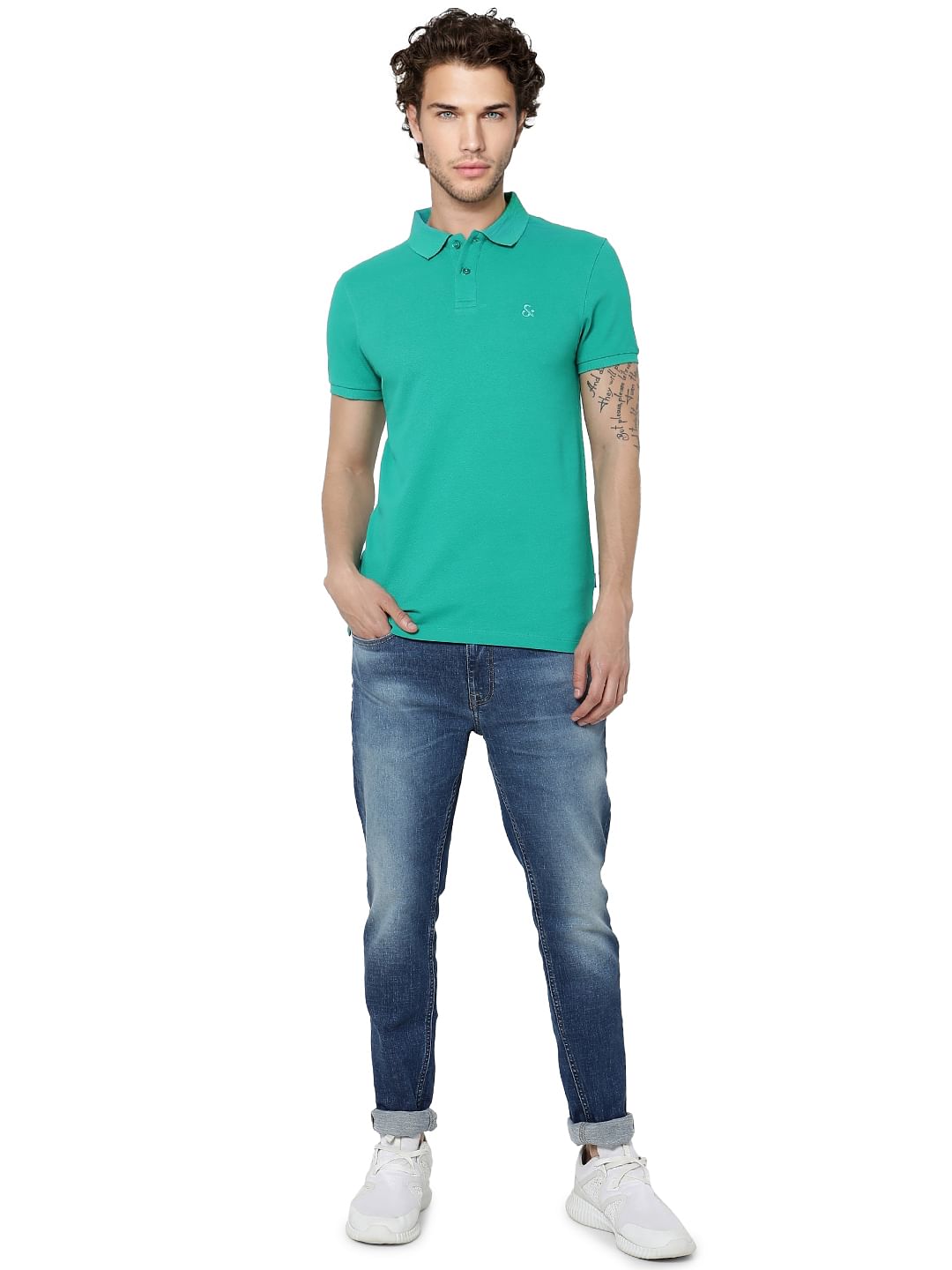 Green Polo Neck T-shirt - S