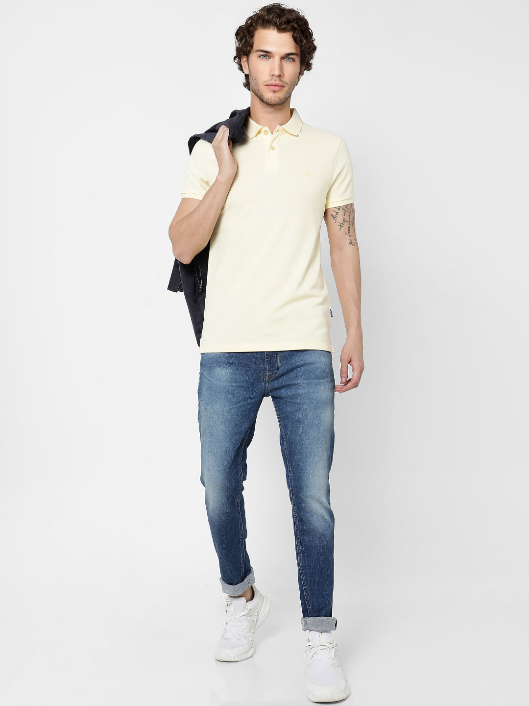 Light Yellow Polo Neck T-shirt - S