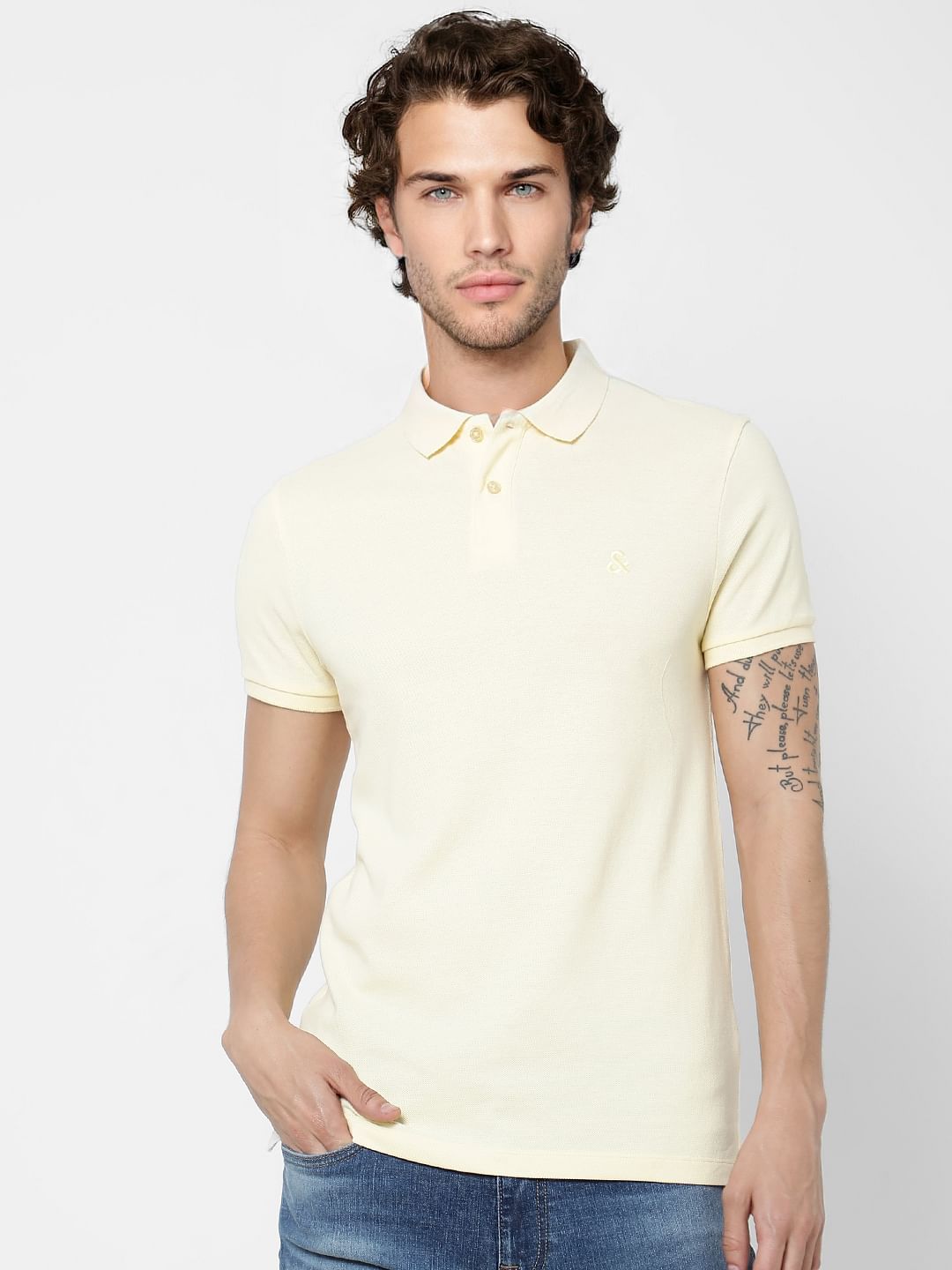 Light Yellow Polo Neck T-shirt